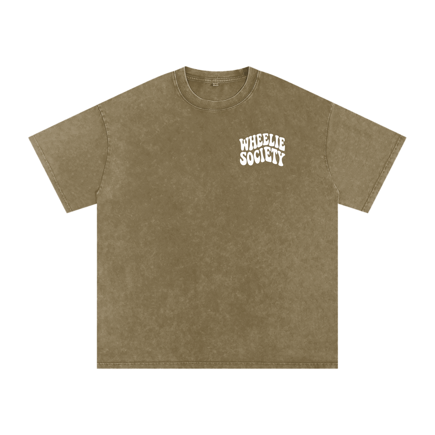 Mens Washed Coffee “Do A Wheelie!” Oversized T-Shirt