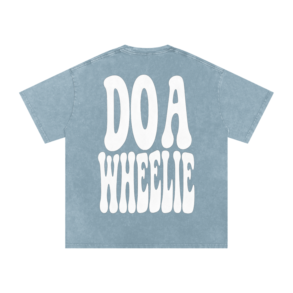 Mens Faded Denim “Do A Wheelie!” Oversized T-Shirt