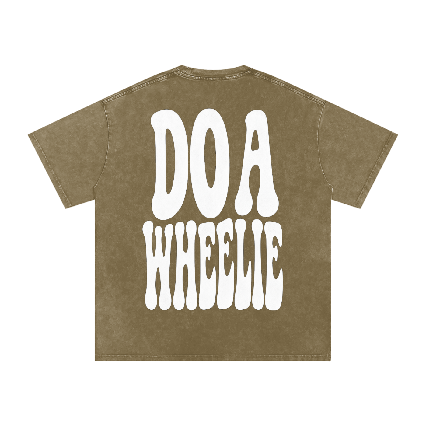 Mens Washed Coffee “Do A Wheelie!” Oversized T-Shirt